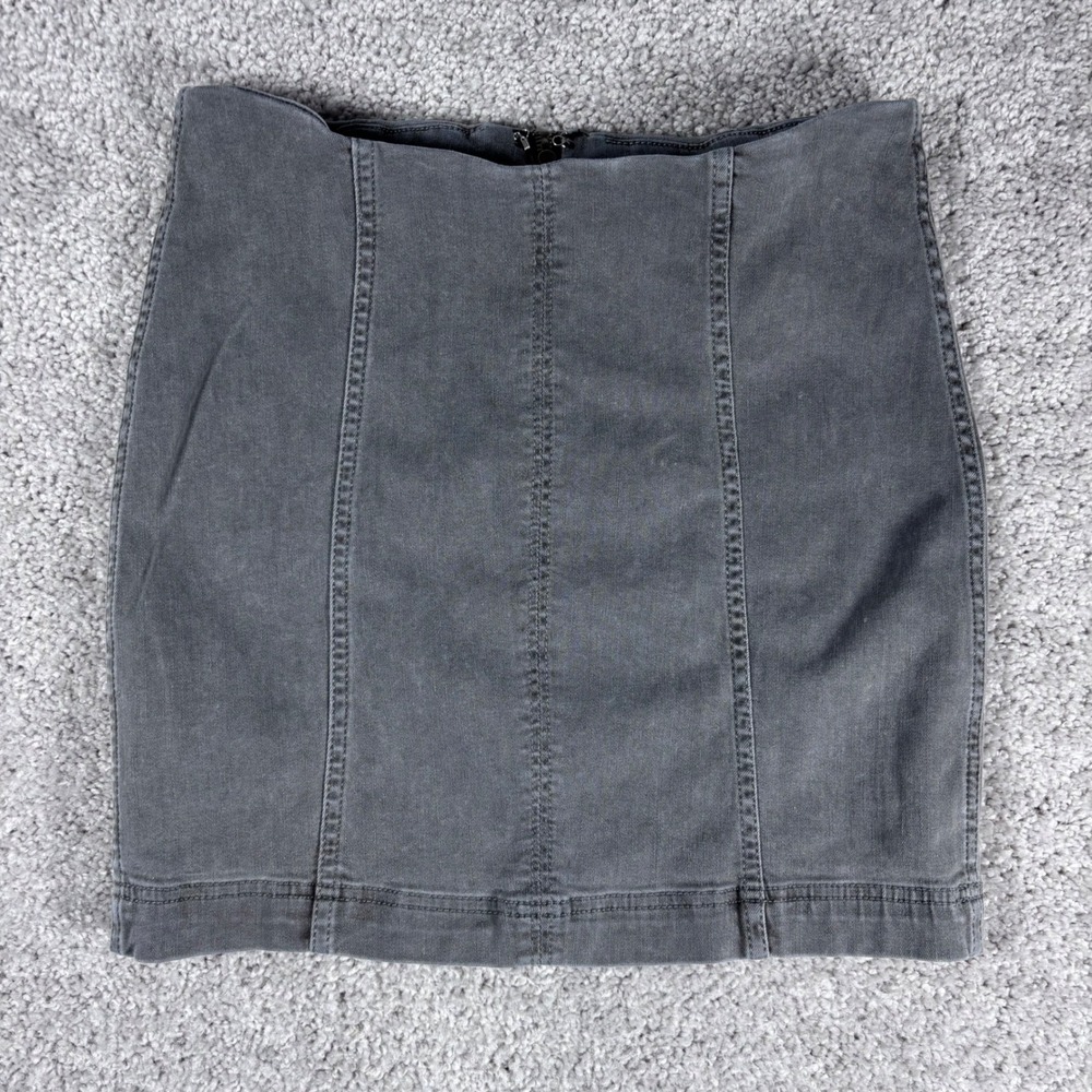 Free People Denim Mini Skirt Gray Size‎ 10 Cotton Blend Casual Everyday